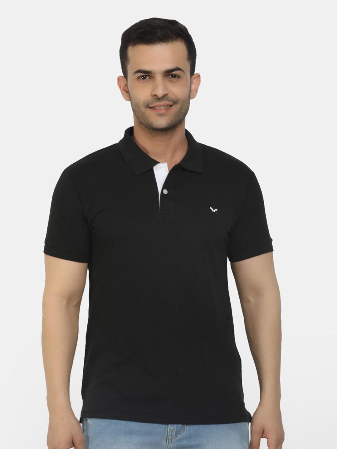 

V-Mart Men Black Polo Collar Cotton T-shirt