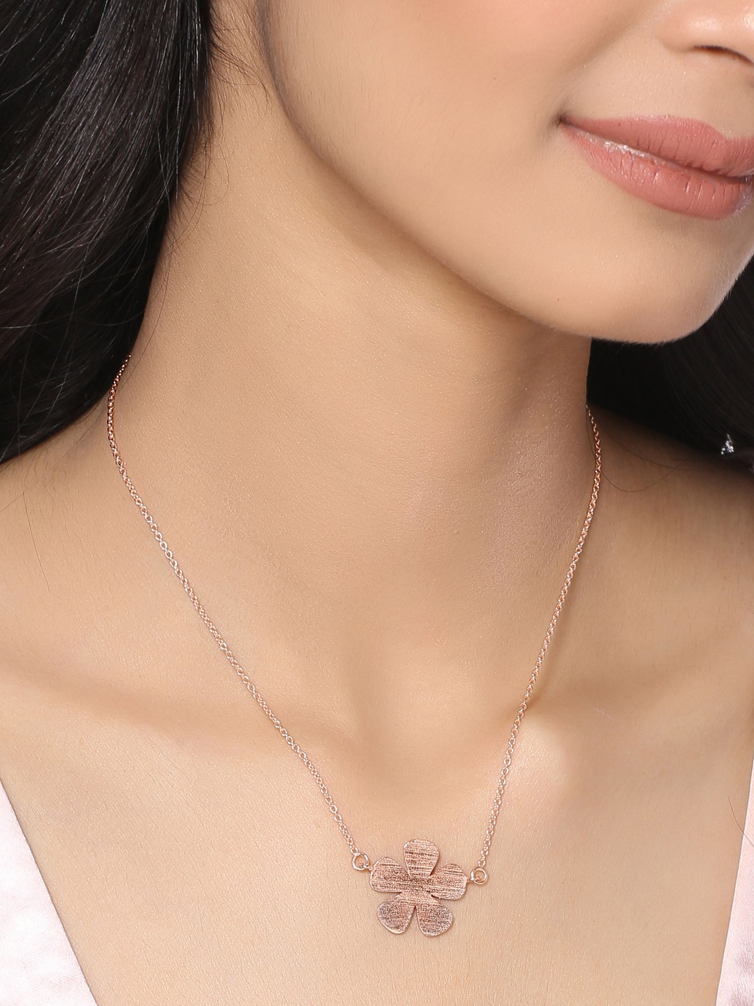 

Mitali Jain Rose Gold Brass RoseNecklace