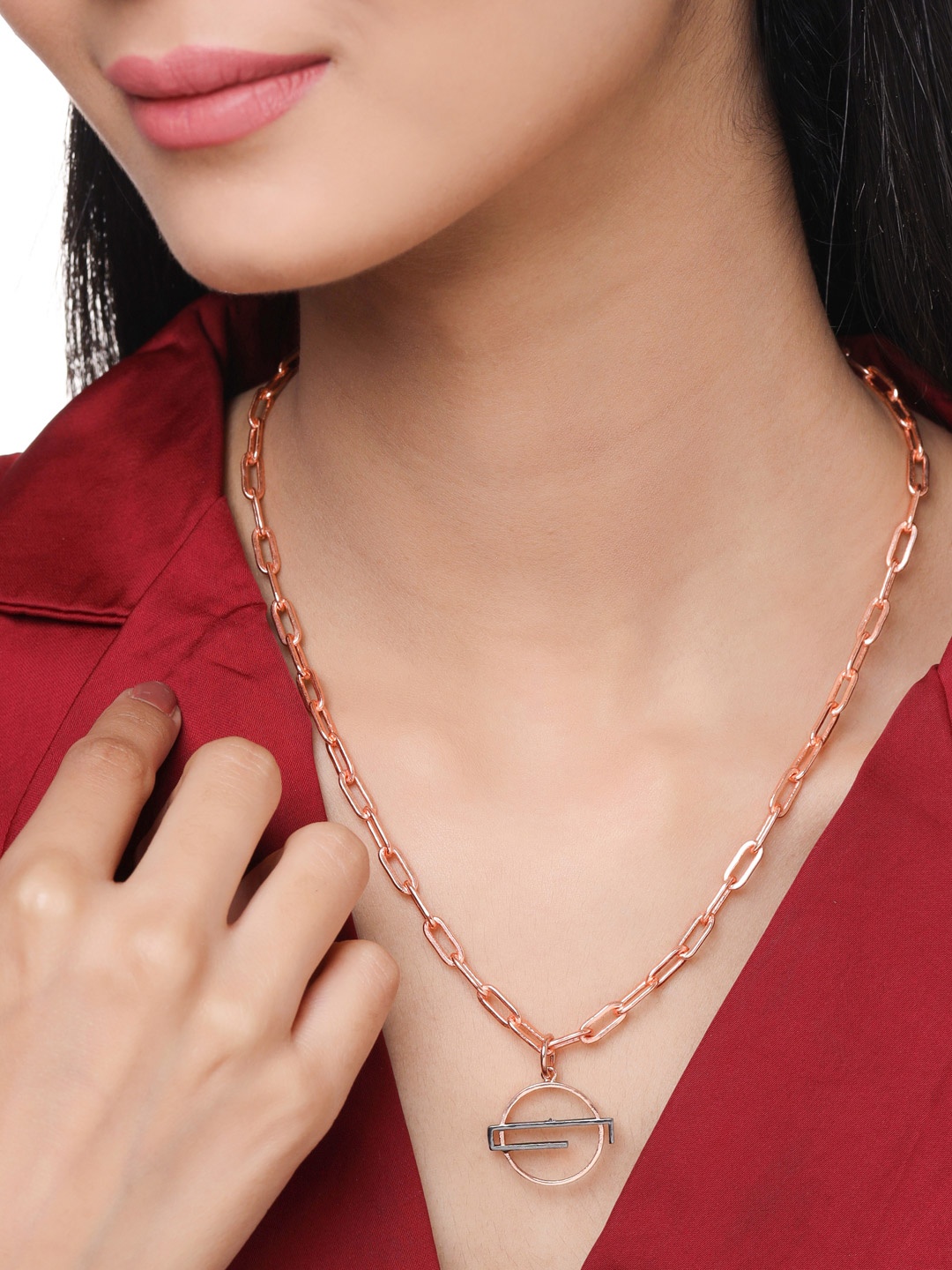 

Mitali Jain Rose Gold & Black Brass Gold-Plated Necklace