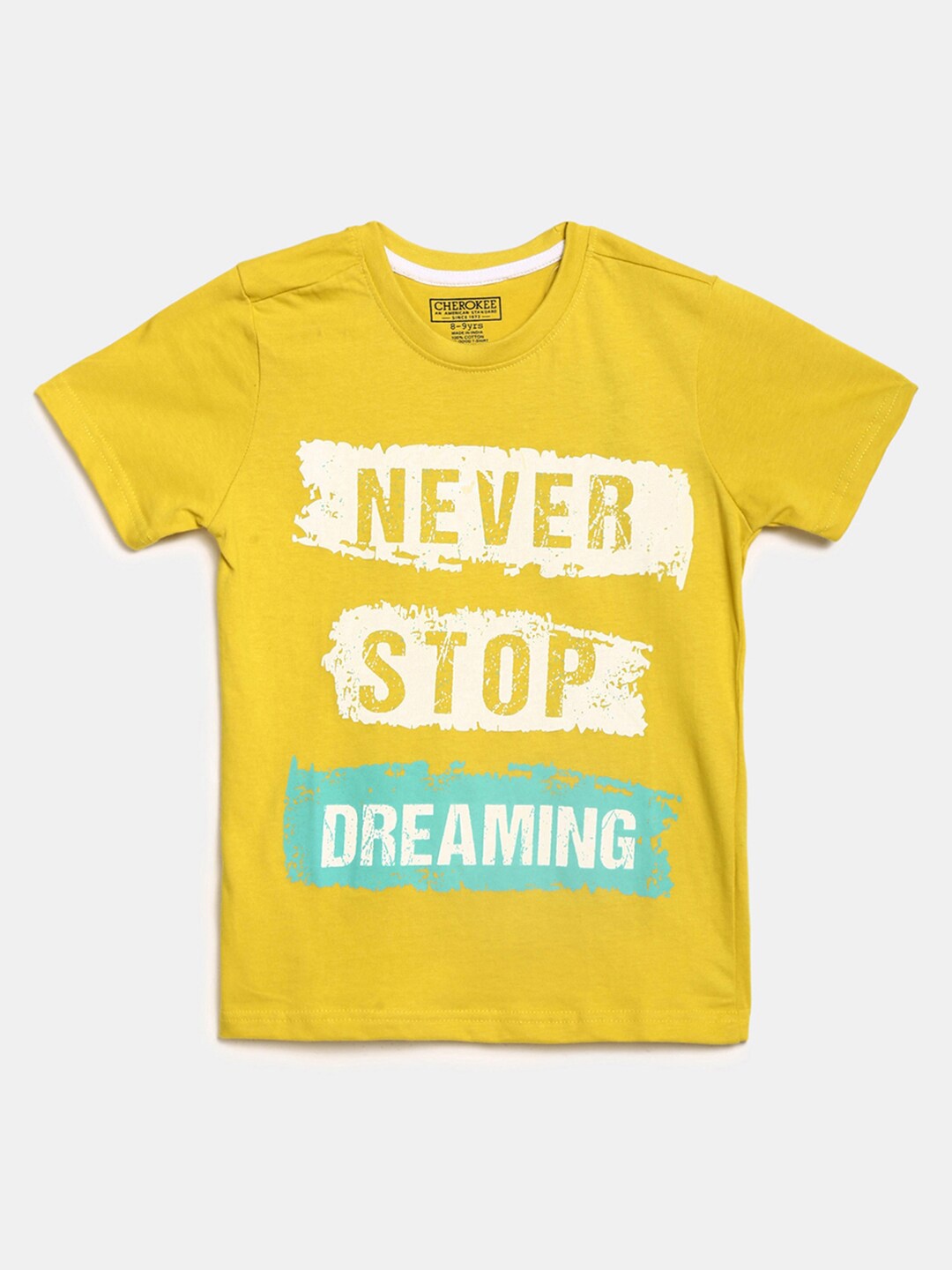 

V-Mart Kids Yellow Typography Printed Cotton Knitted T-shirt