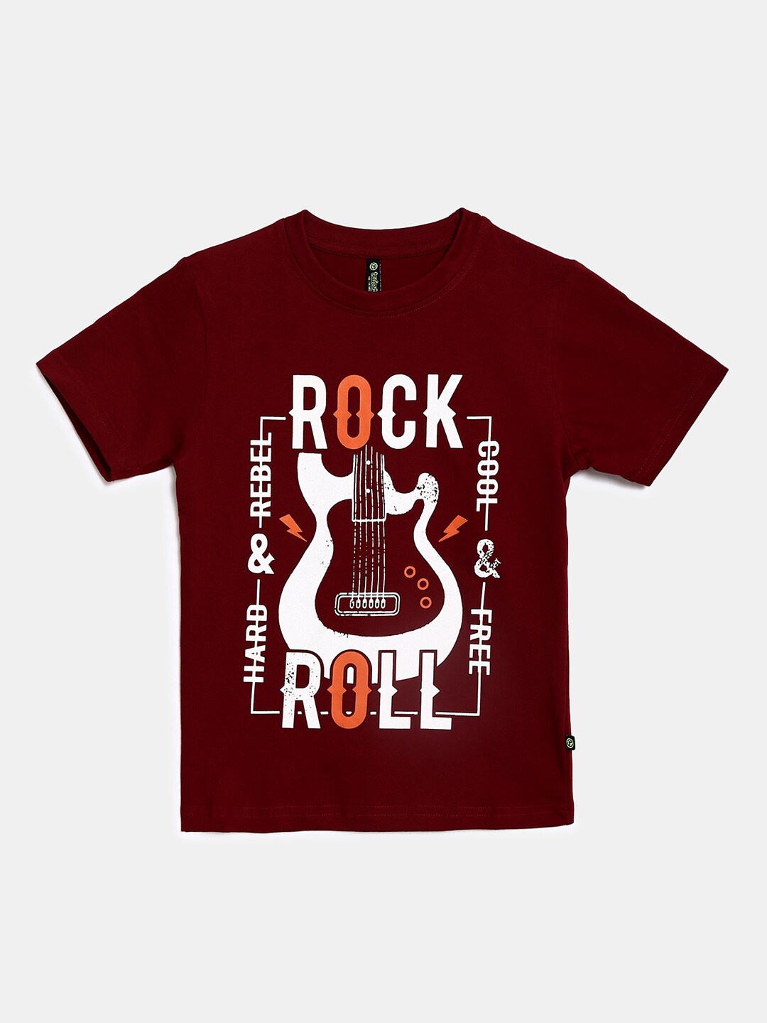 V-Mart Kids Maroon Typography Printed Cotton T-shirt