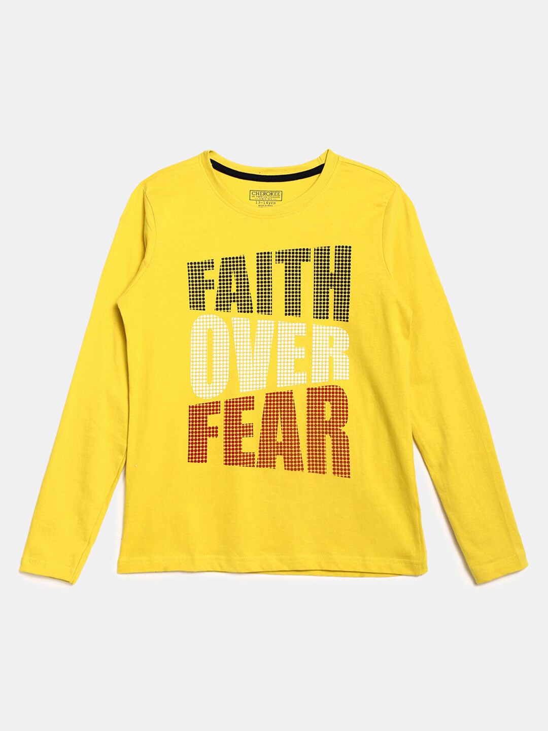 

V-Mart Kids Yellow Typography Printed Applique Outdoor T-shirt