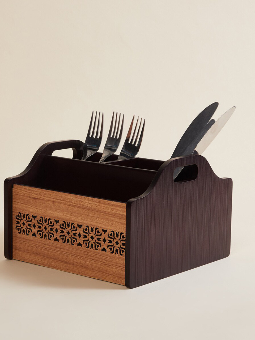 

Home Centre Brown Textured Wooden Kitchen Organizer