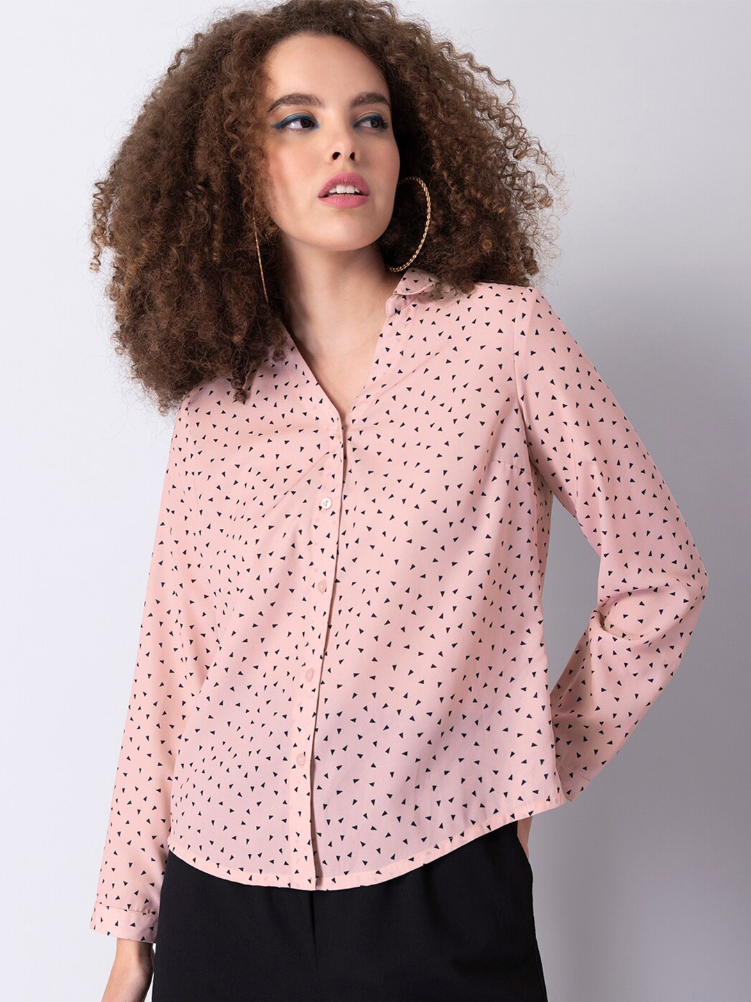 

FabAlley Pink Print Shirt Style Top