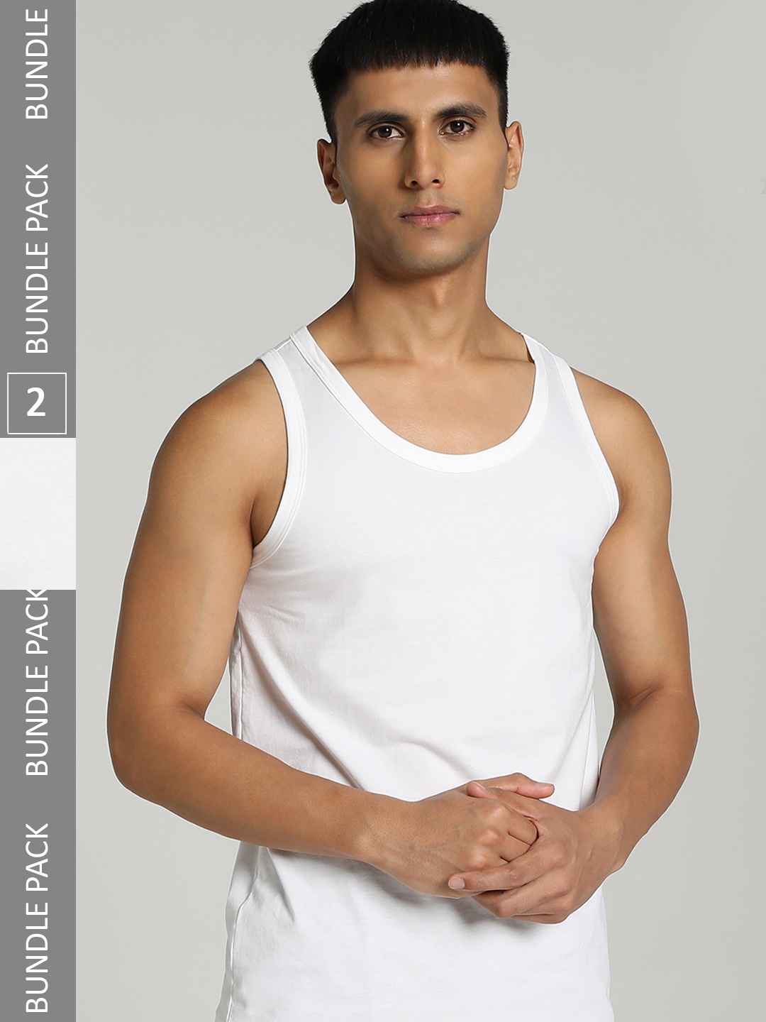 

Puma Men Pack of 2 Solid Pure Cotton Basic Sleeveless Innerwear Vests, White