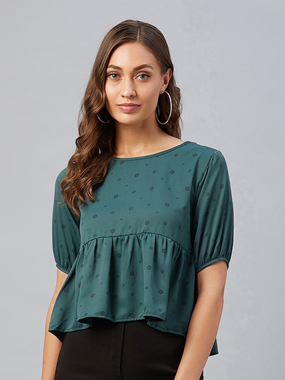 

CHIMPAAANZEE Green Geometric Print A-line Top