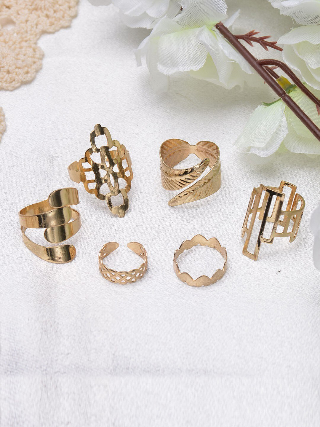 

POPLINS Set of 6 Gold-Plated Gold-Colored Finger Ring