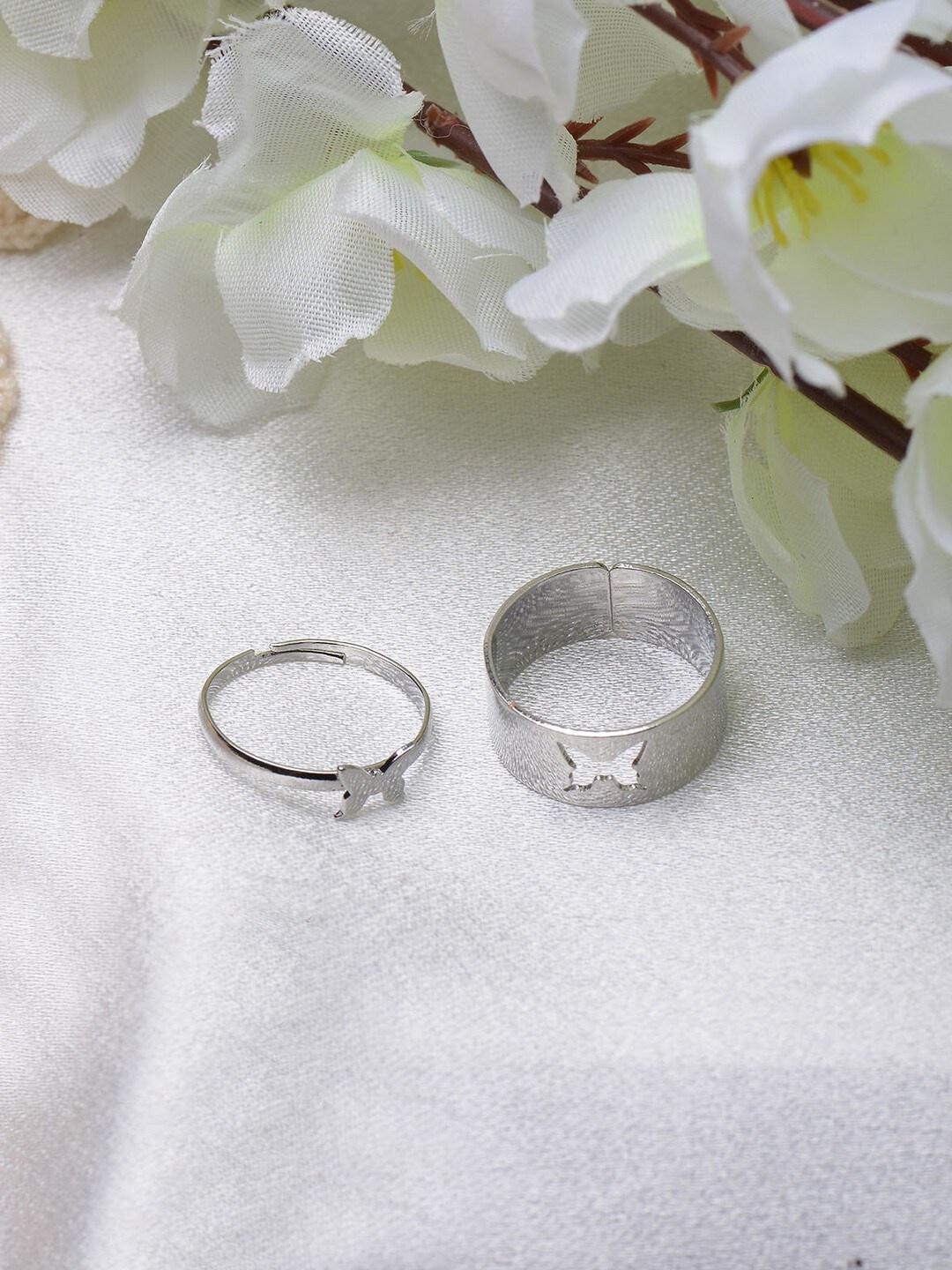 

POPLINS Set Of 2 Silver-Plated Butterfly Finger Rings
