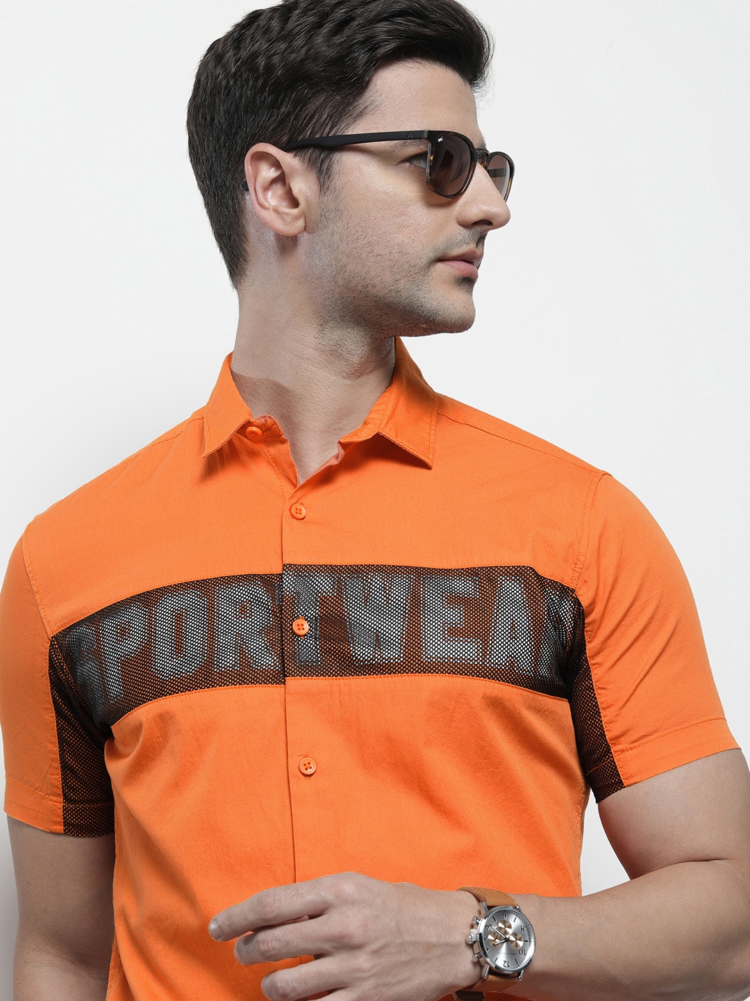 

The Indian Garage Co Men Orange Typography Printed Casual Shirt