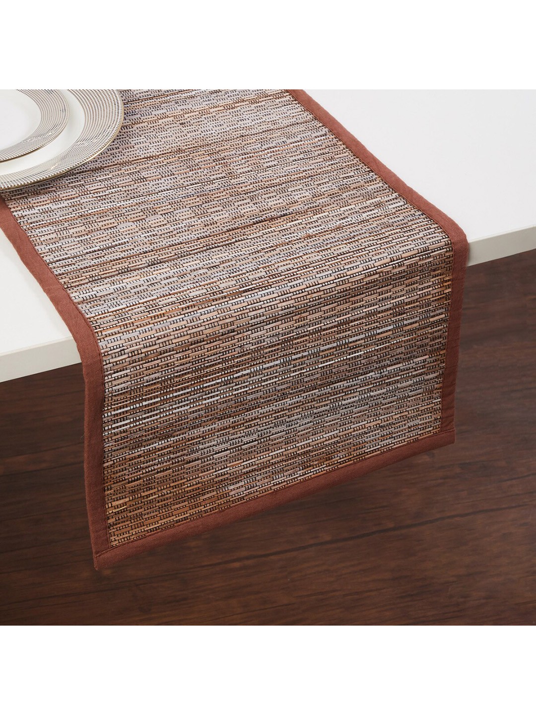 

Home Centre Brown Woven-Design Table Runner