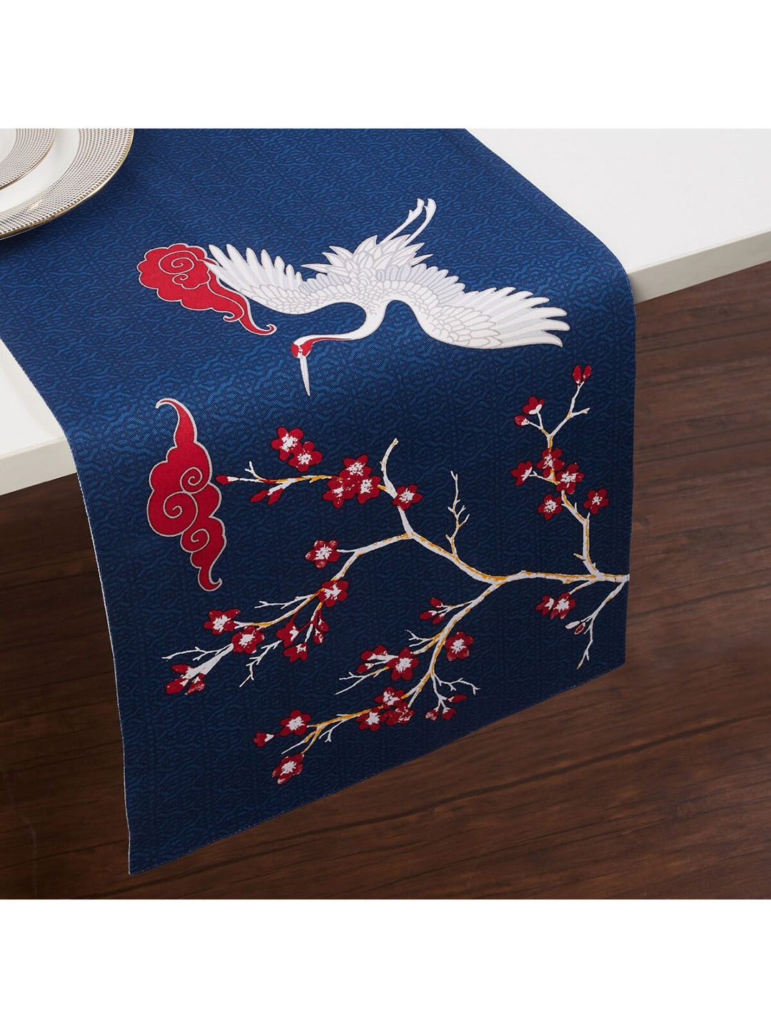 

Home Centre Blue Printed Cotton Reversible Table Runner