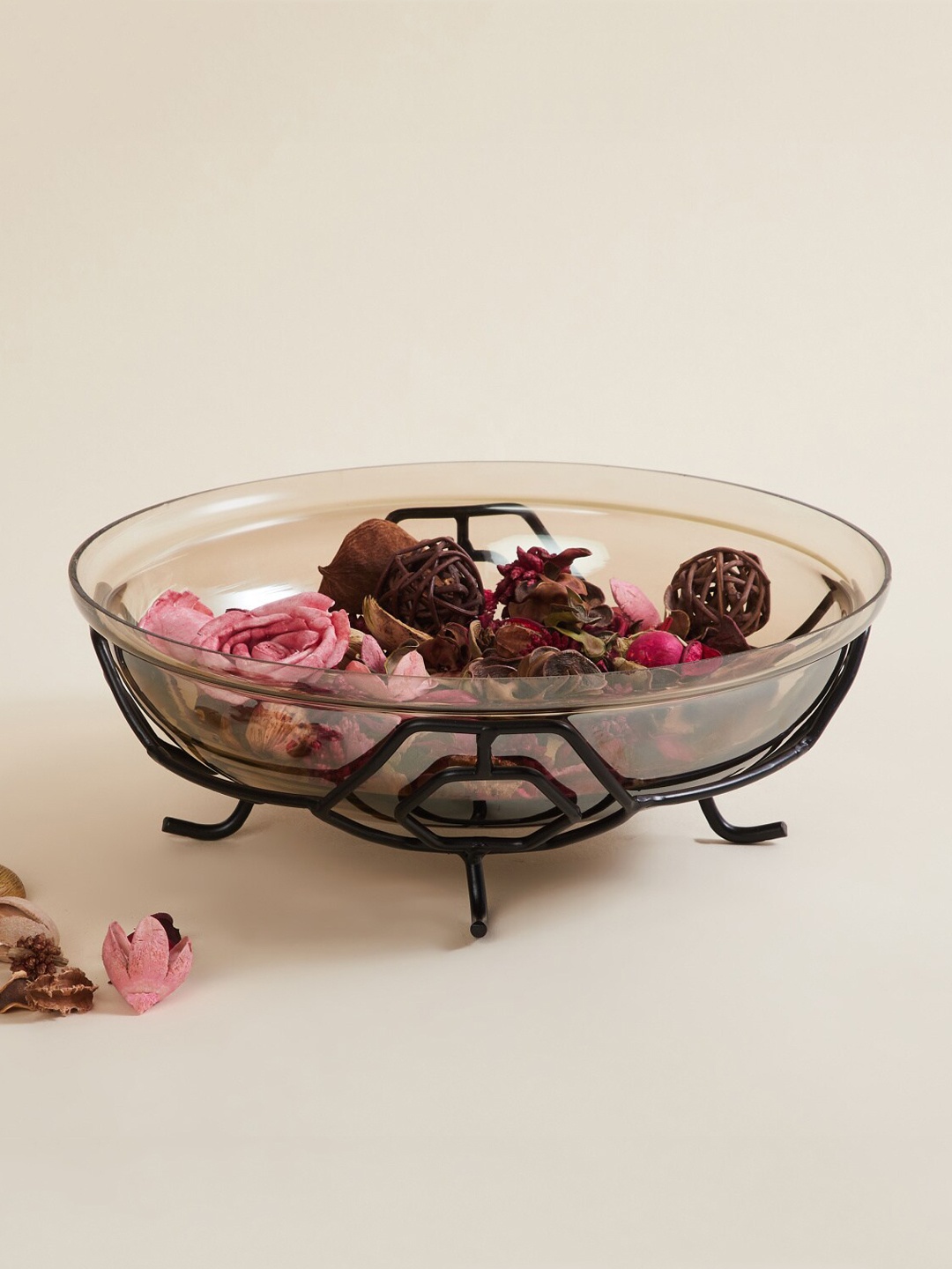 

Home Centre Transparent Solid Potpourri Glass Bowl with Stand