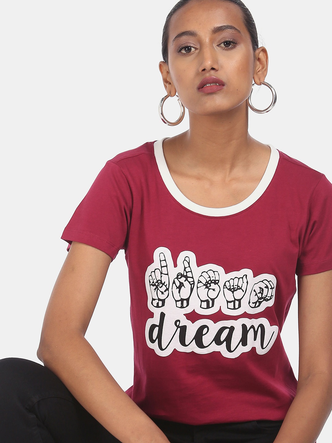 

Sugr Women Red Printed T-shirt