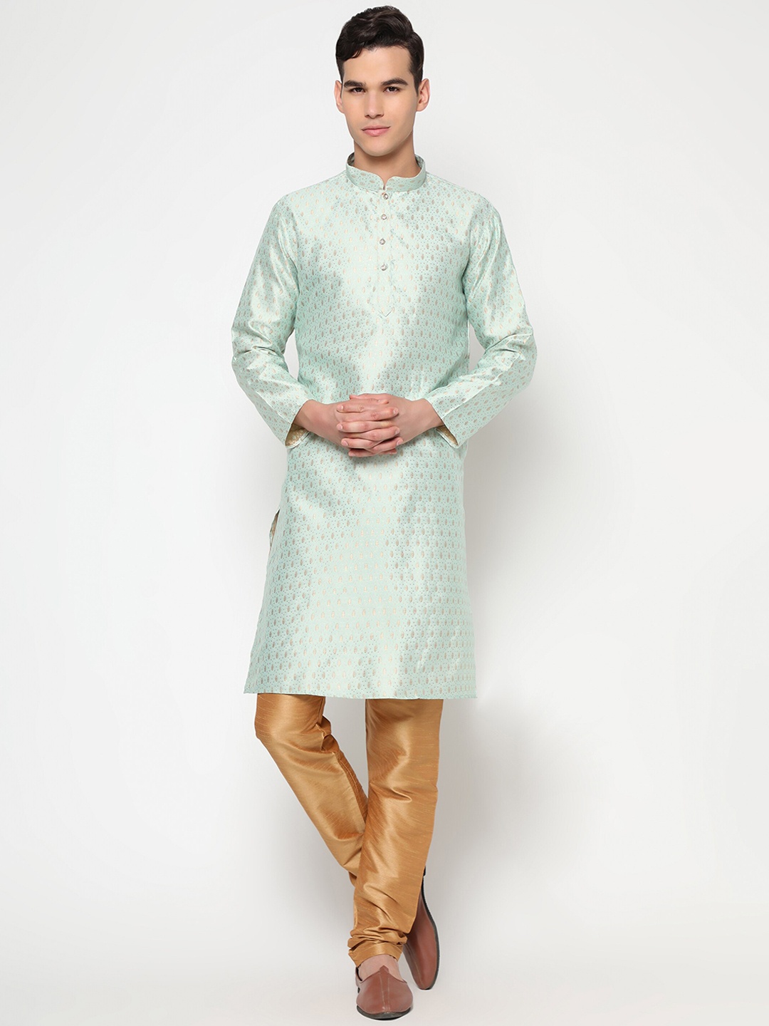 

Tasarika Men Sea Green & Gold-Toned Kurta with Pyjamas