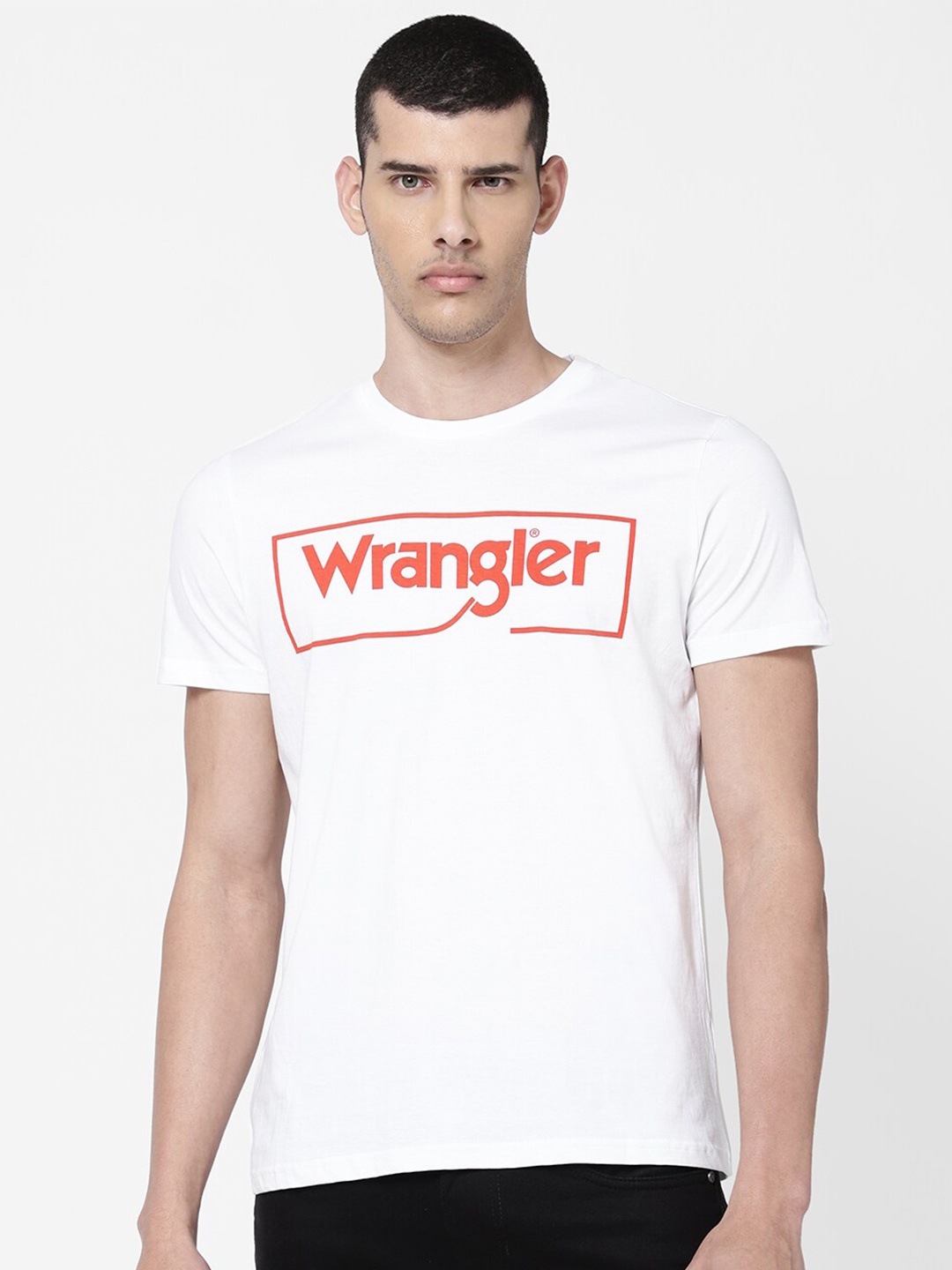 

Wrangler Men White Typography Printed Regular Fit Cotton T-shirt