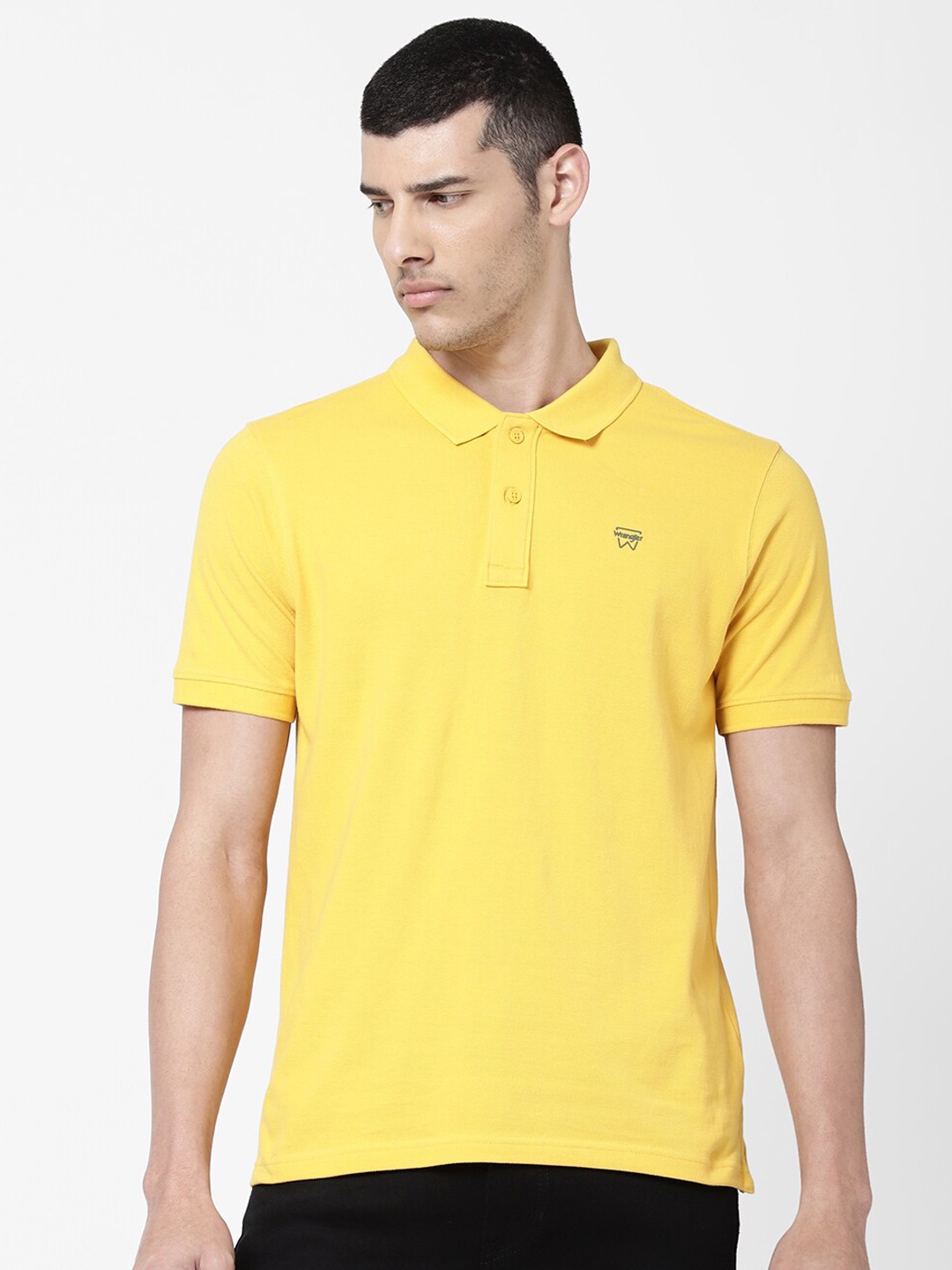 

Wrangler Men Yellow Polo Collar T-shirt