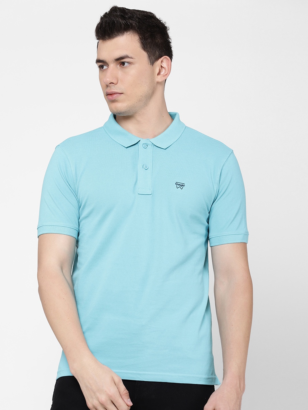 

Wrangler Men Blue Polo Collar T-shirt