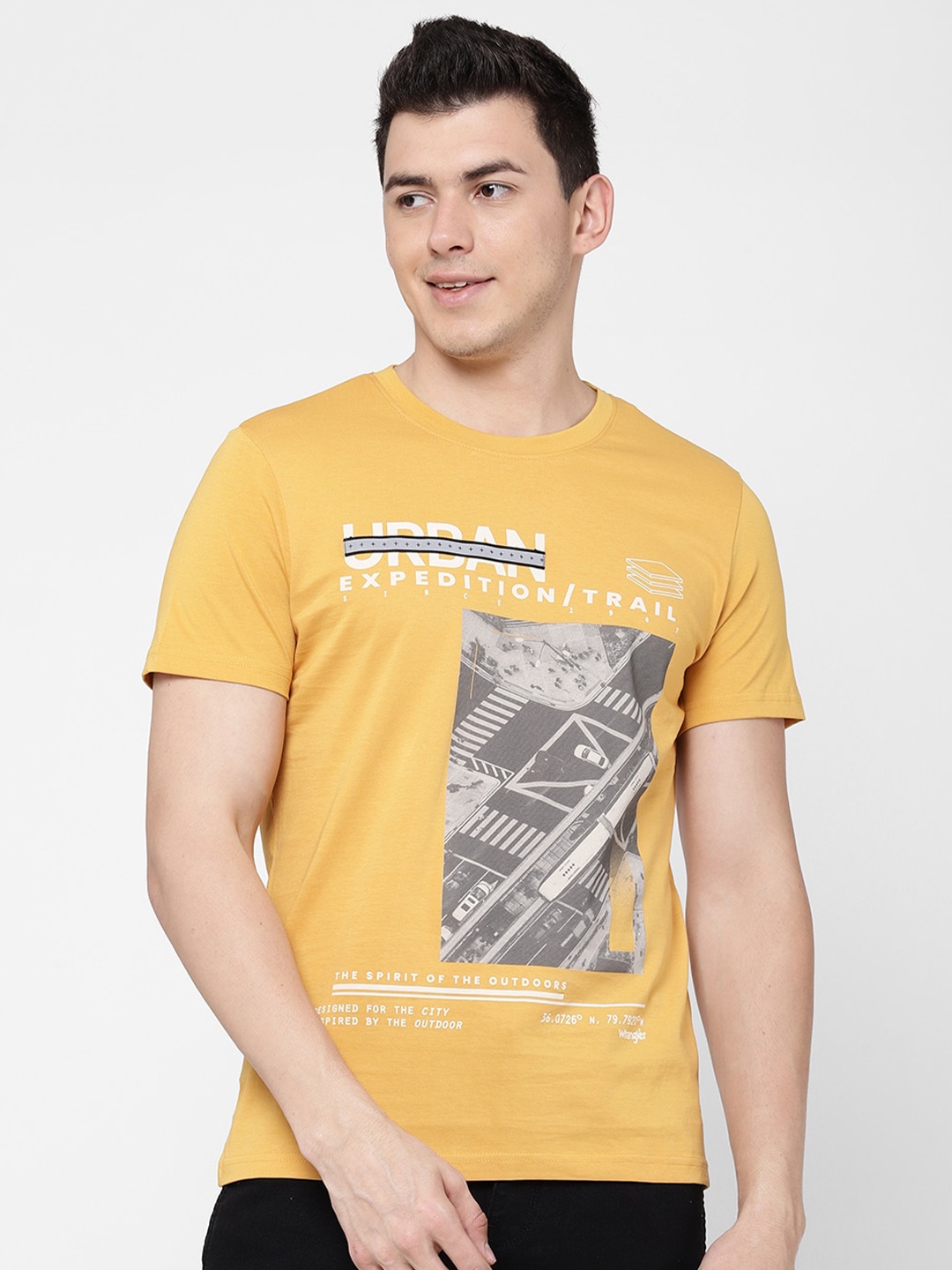 

Wrangler Men Yellow Printed T-shirt