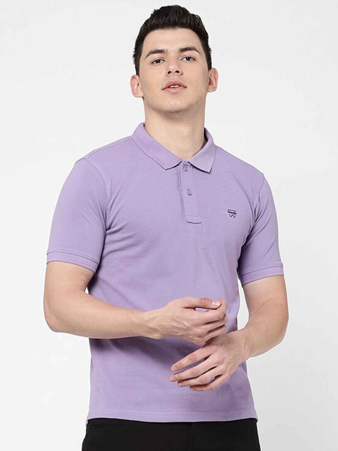 

Wrangler Men Purple Polo Collar T-shirt
