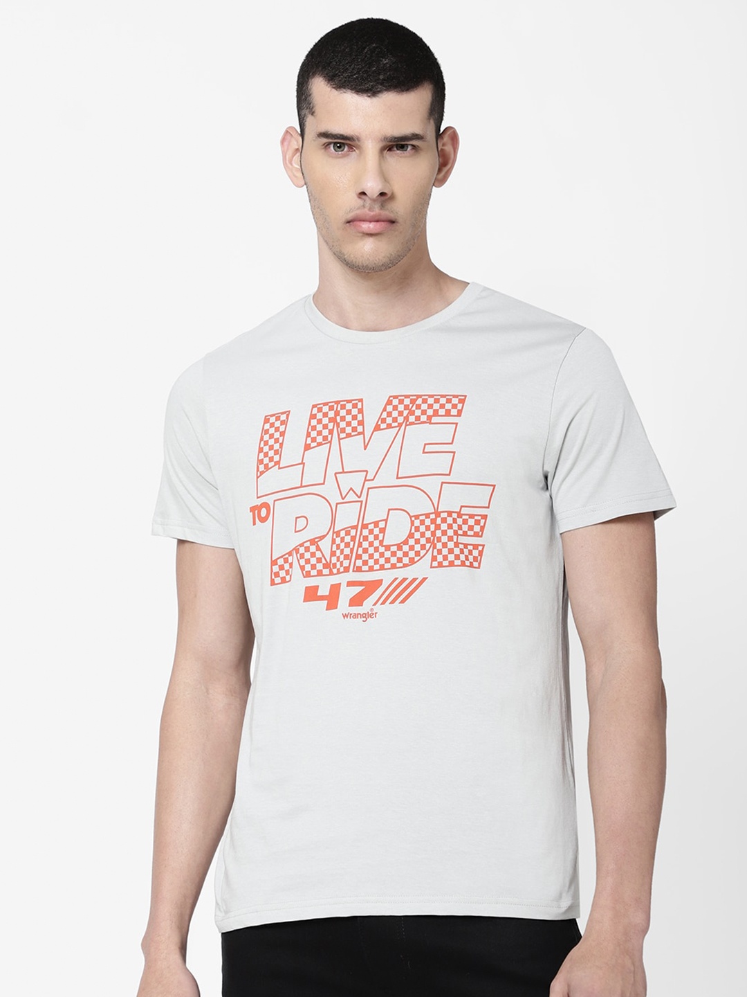 

Wrangler Men Grey Printed Regular Fit Cotton T-shirt