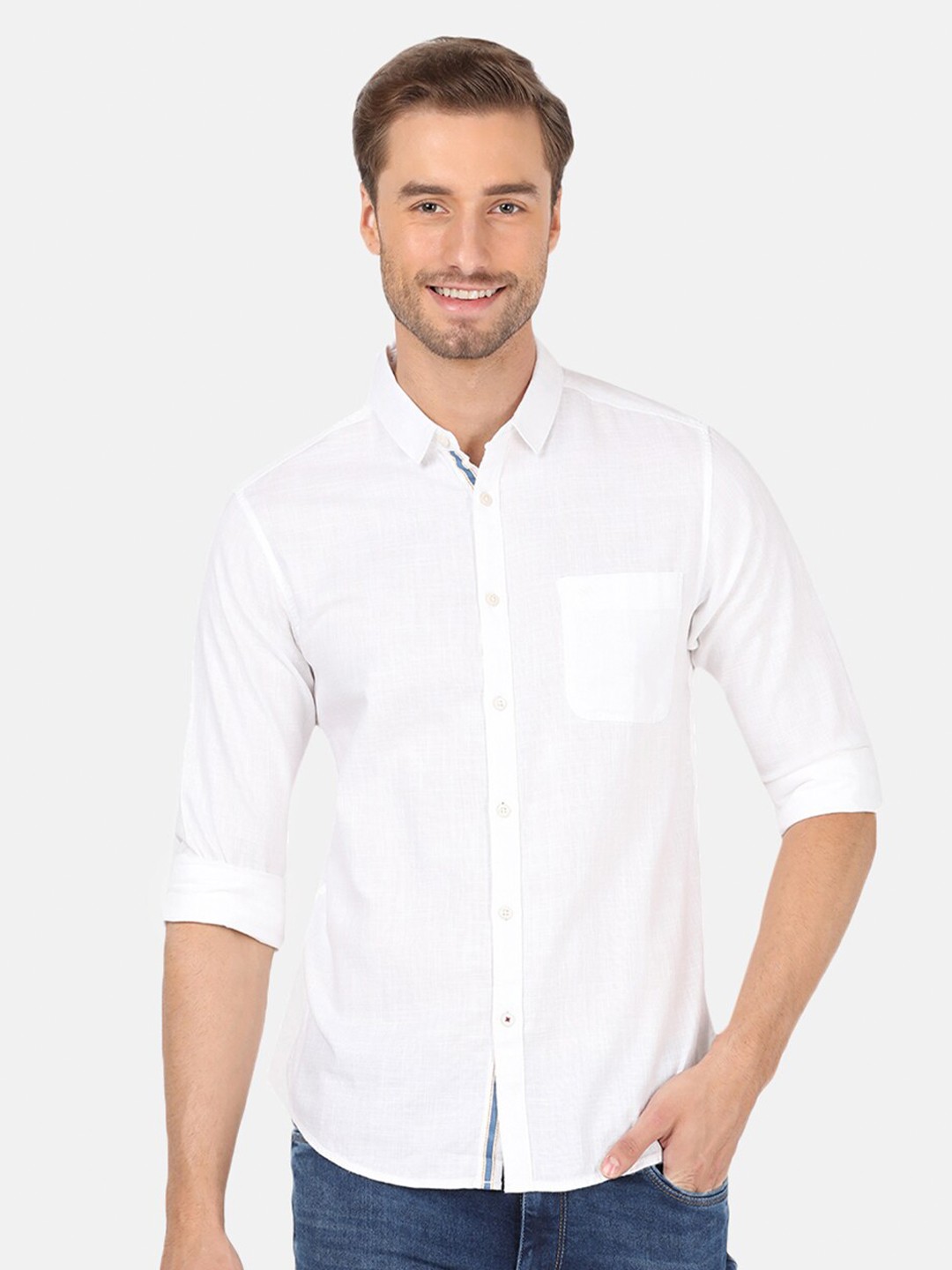 

Crocodile Men White Solid Classic Cotton Casual Shirt
