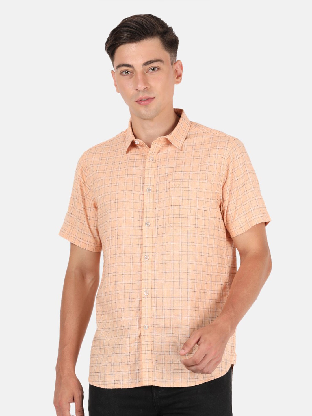 

Crocodile Men Orange Classic Checked Casual Shirt