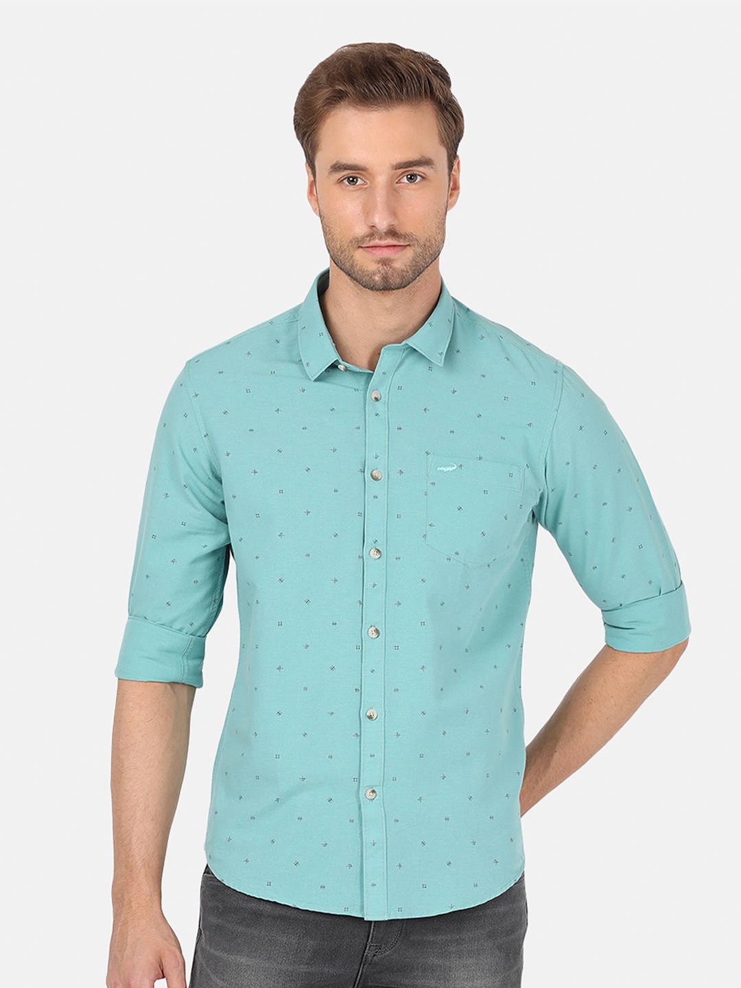 

Crocodile Men Blue Classic Printed Casual Shirt