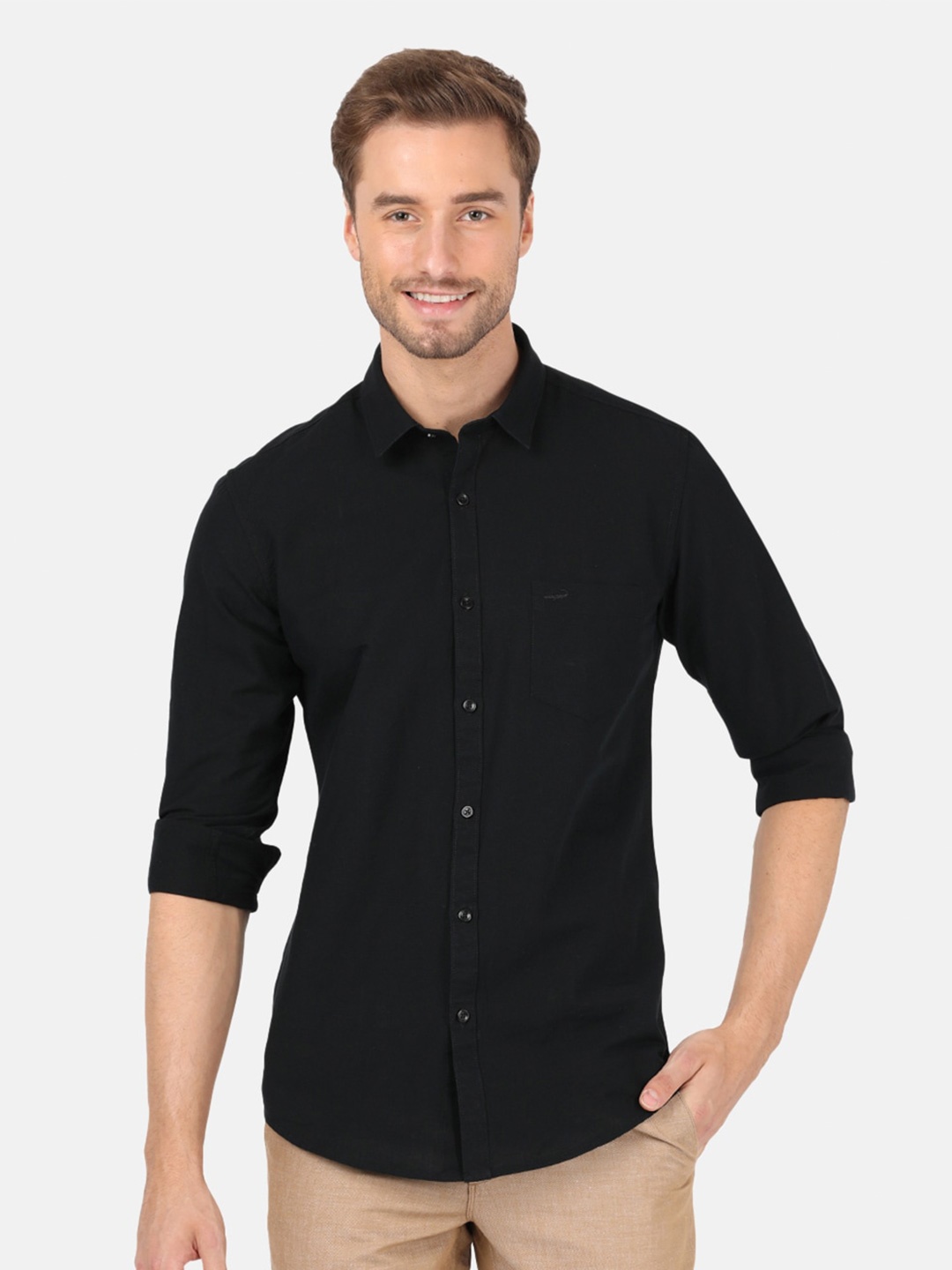 

Crocodile Men Black Classic Slim Fit Casual Shirt