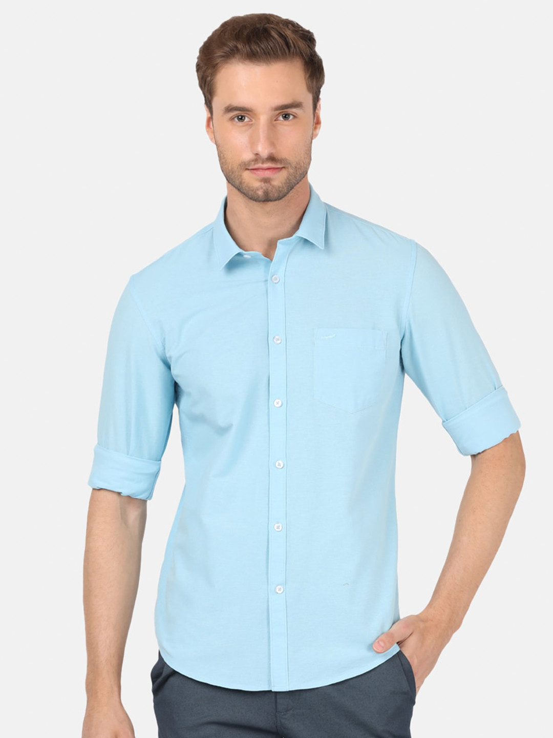 

Crocodile Men Blue Classic Slim Fit Casual Shirt