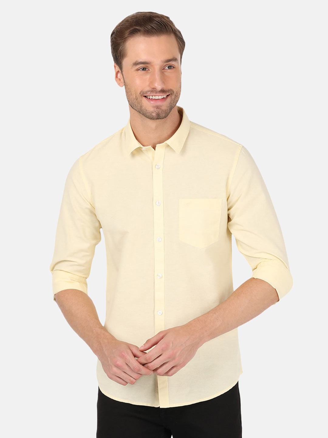 

Crocodile Men Yellow Classic Slim Fit Casual Shirt
