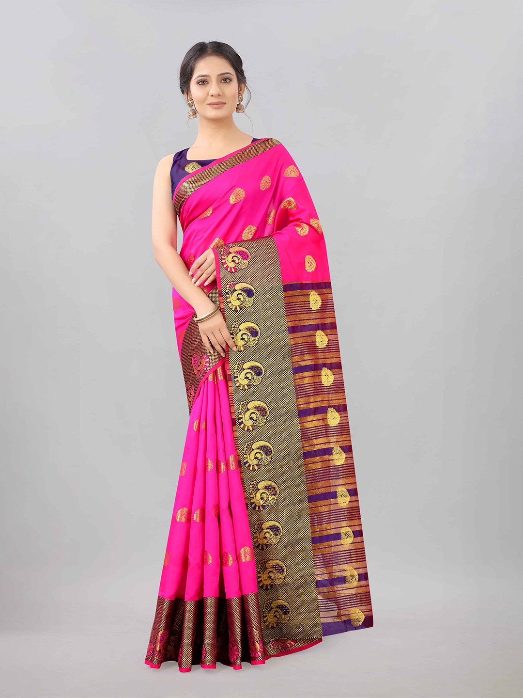 

Silk Land Pink Woven Design Zari Pure Silk Banarasi Saree