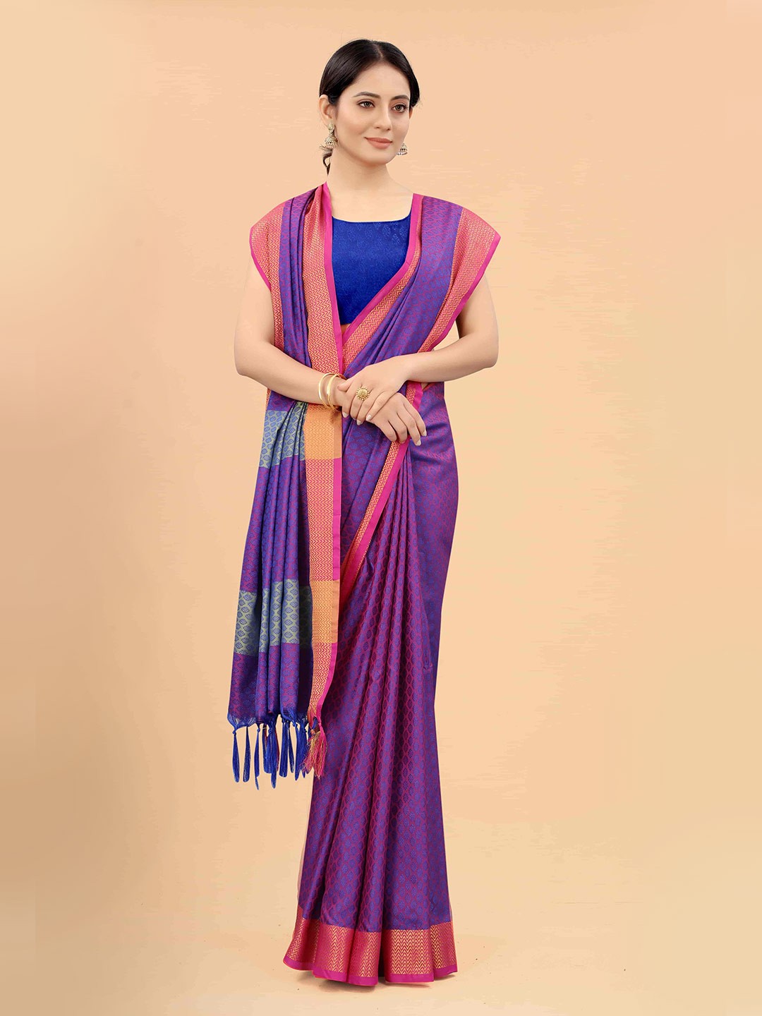 

Silk Land Blue & Pink Art Silk Saree