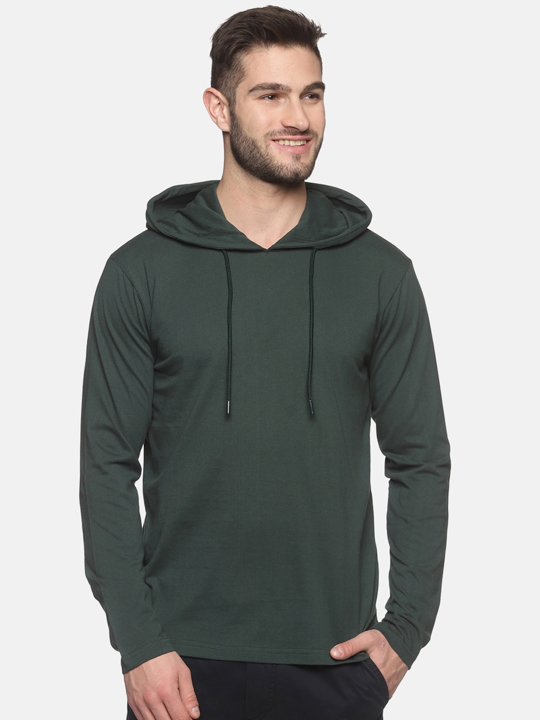 

MASH UNLIMITED Men Green Slim Fit Hooded T-shirt