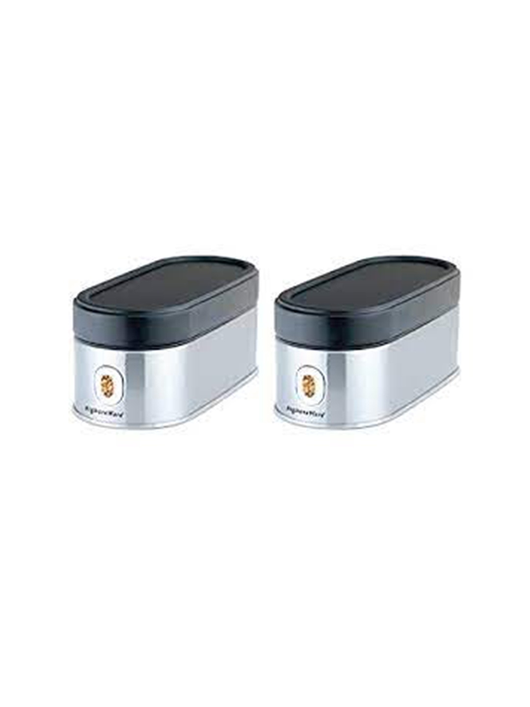 

SignoraWare Set Of 2 Silver-Toned & Black Stainless Steel Container