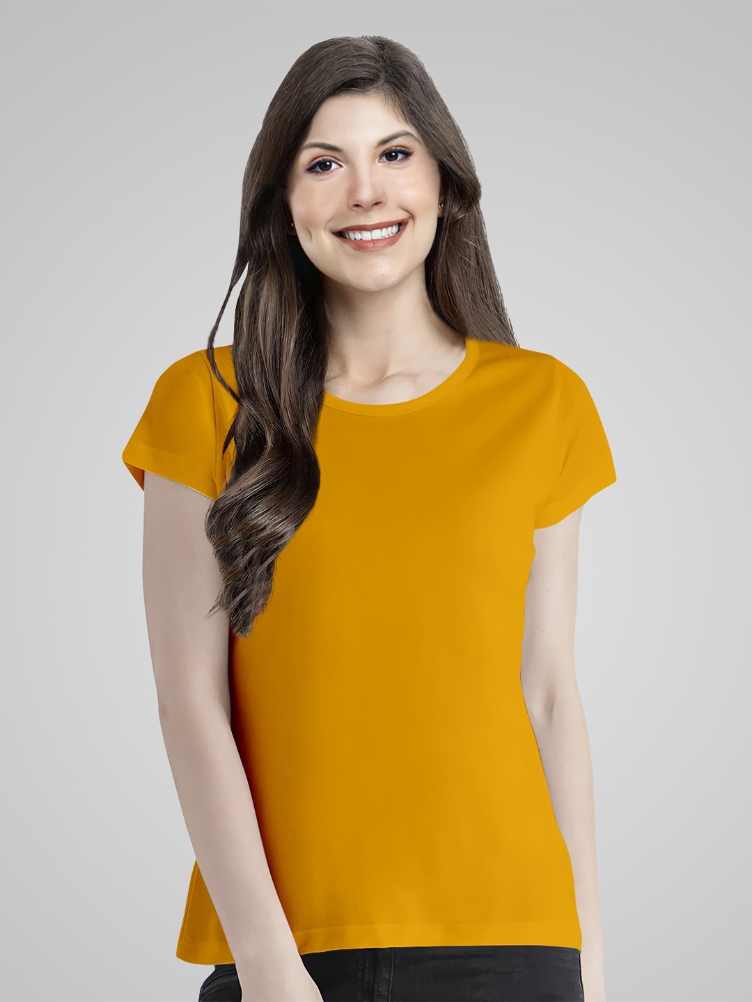 

Pootlu Women Yellow Cotton T-shirt