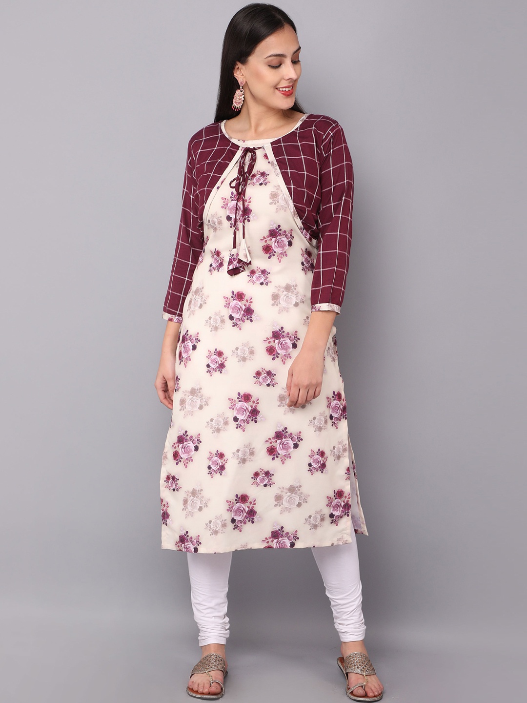 

Fashion Booms Women Multicoloured Floral Printed Cotton Kurta, Multi