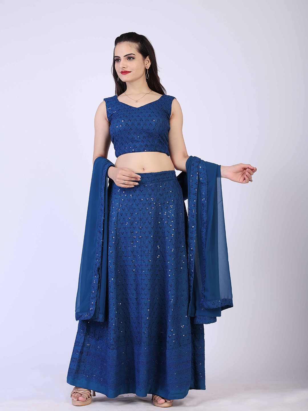 

PRENEA Blue Ready to Wear Lehenga & Blouse With Dupatta