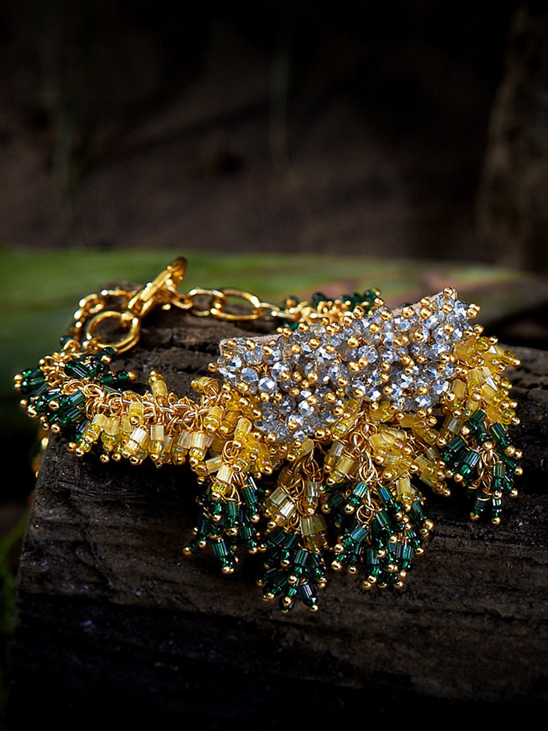 

D'oro Women Gold-Toned & Yellow Handcrafted Bracelet
