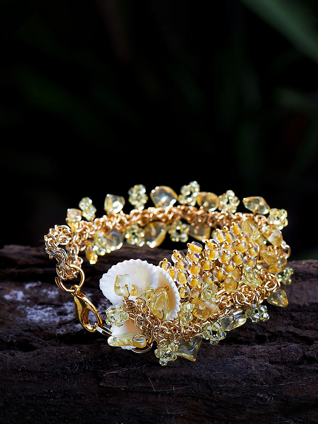 

D'oro Women Gold-Toned & White Handcrafted Bracelet