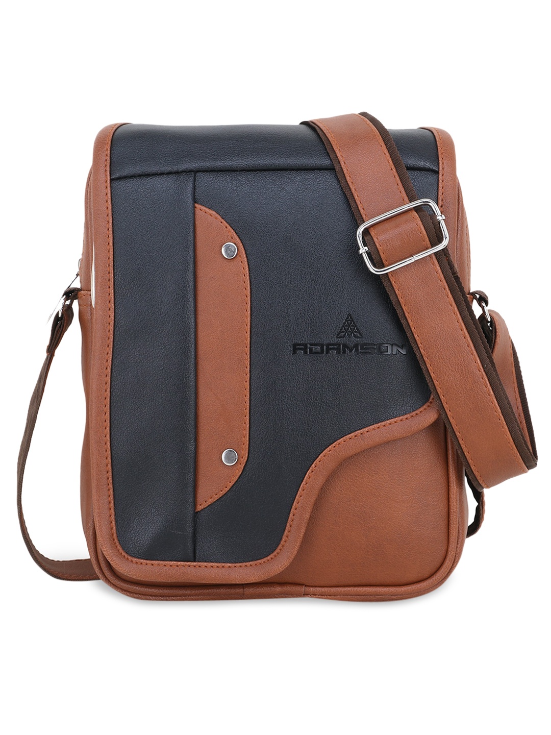 

ADAMSON Black Colourblocked Structured Sling Bag