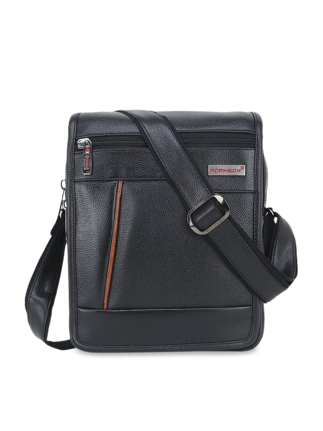 

ADAMSON Black Structured Sling Bag with Quilted