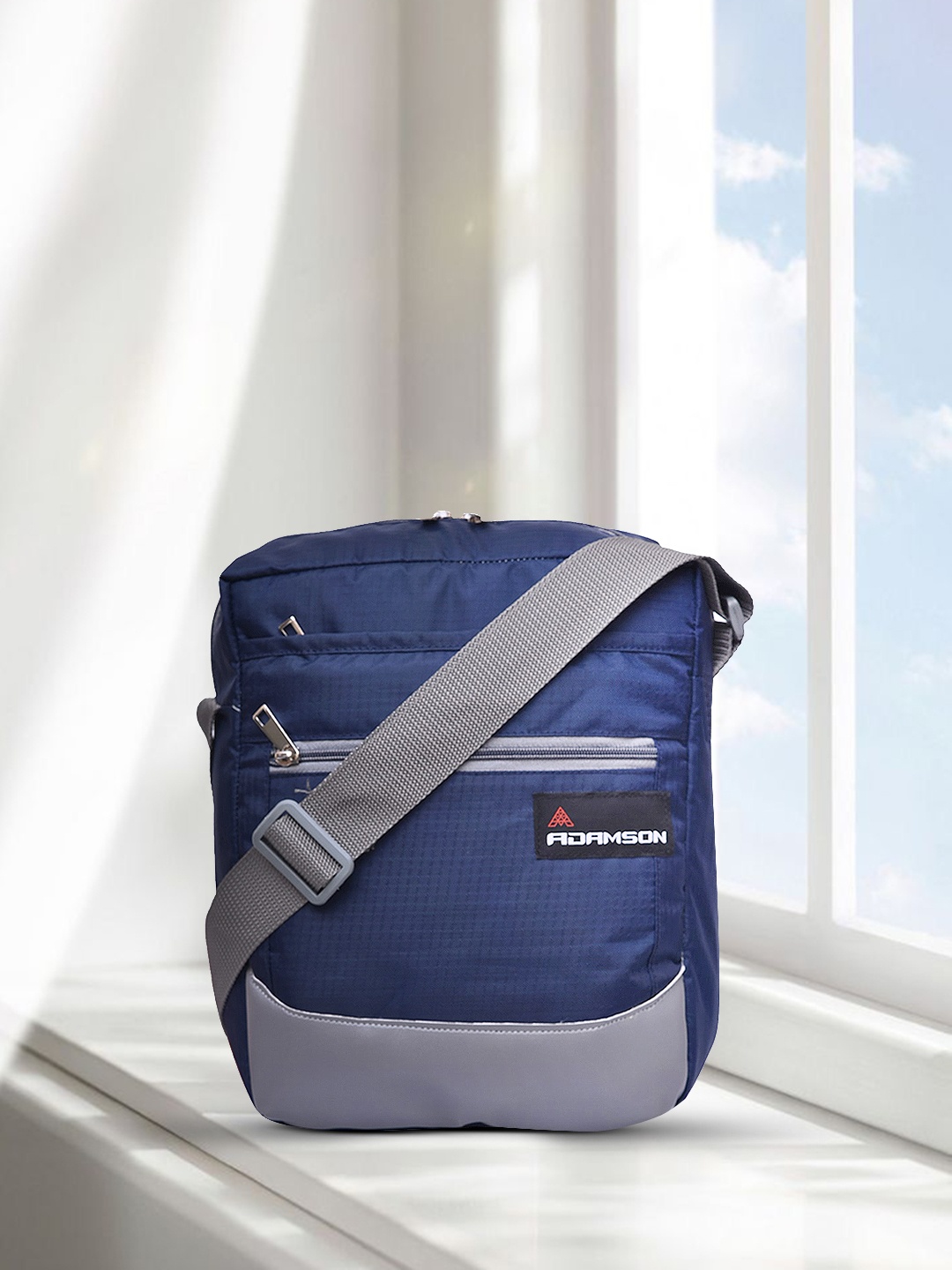 

ADAMSON Blue Colourblocked Structured Sling Bag