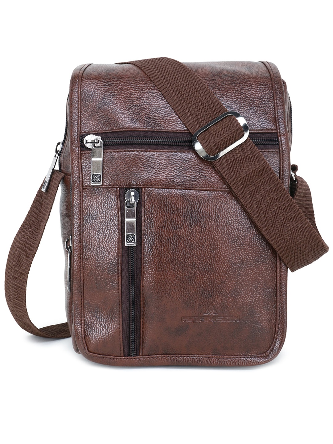 

ADAMSON Brown Textured Structured Handheld Bag