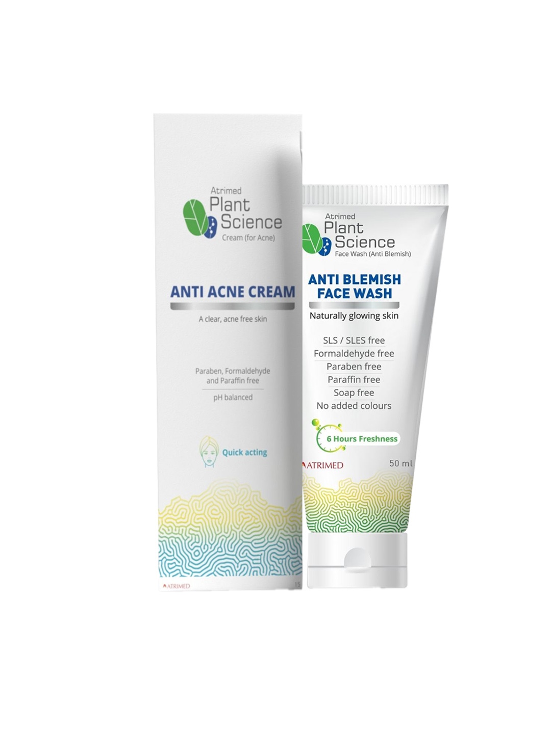 

Atrimed Plant Science Anti-Blemish Face Wash 50 ml & Anti-Acne Cream 15 g, White