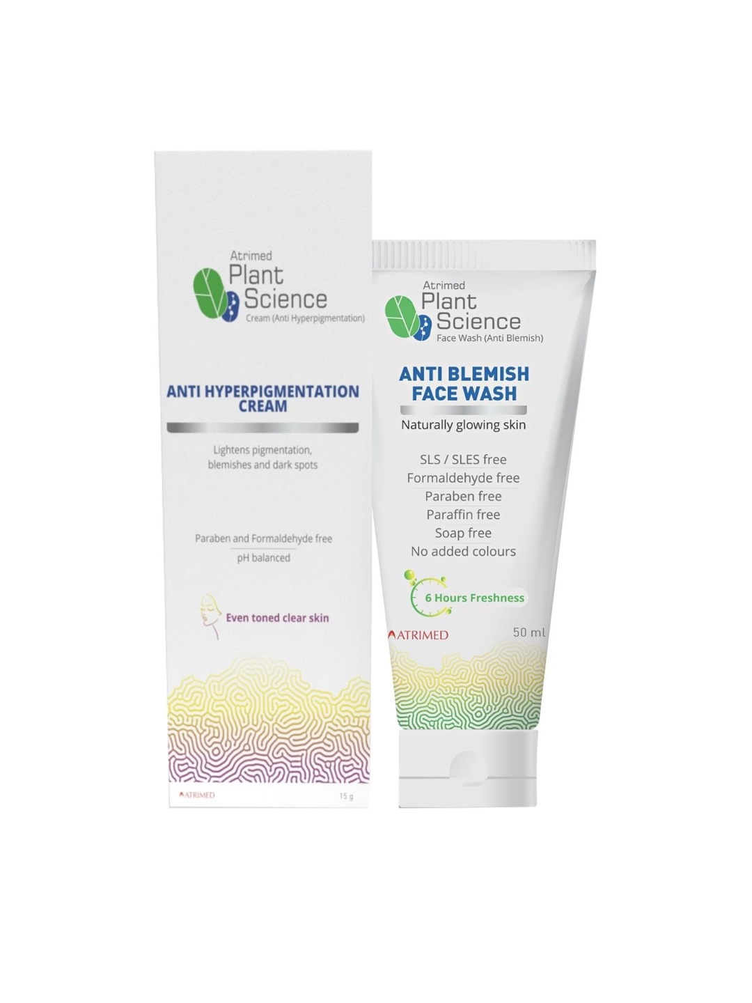 

Atrimed Plant Science Anti-Blemish Face Wash 50 ml & Anti-Hyperpigmentation Cream 15 g, White