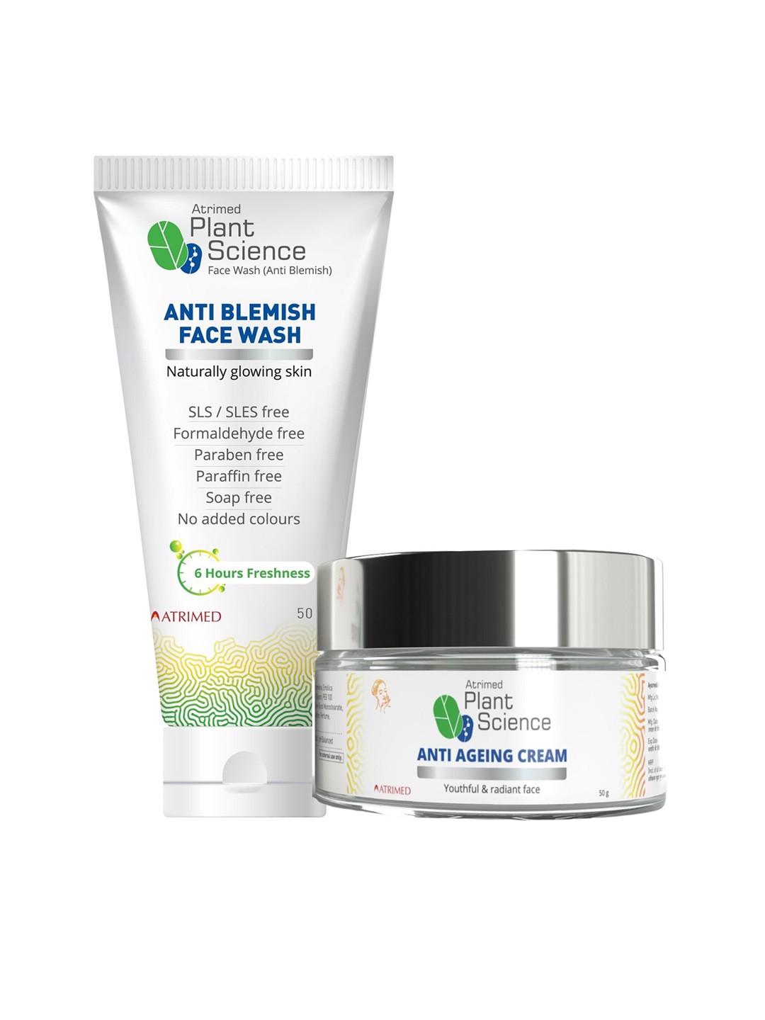 

Atrimed Plant Science Anti-Blemish Face Wash 50 ml & Anti-Ageing Cream 50 g, White
