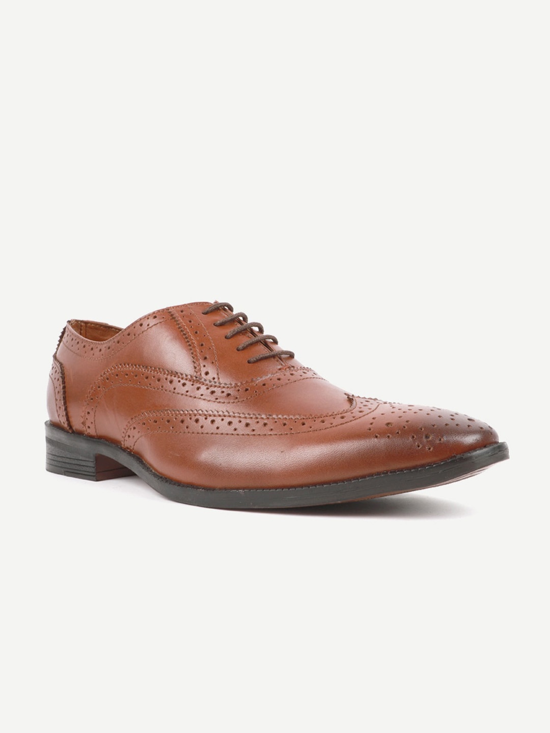 

Carlton London Men Tan Perforations Leather Brogues