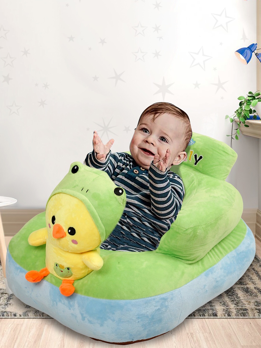 

Baby Moo Infants Green Relaxing With Duck