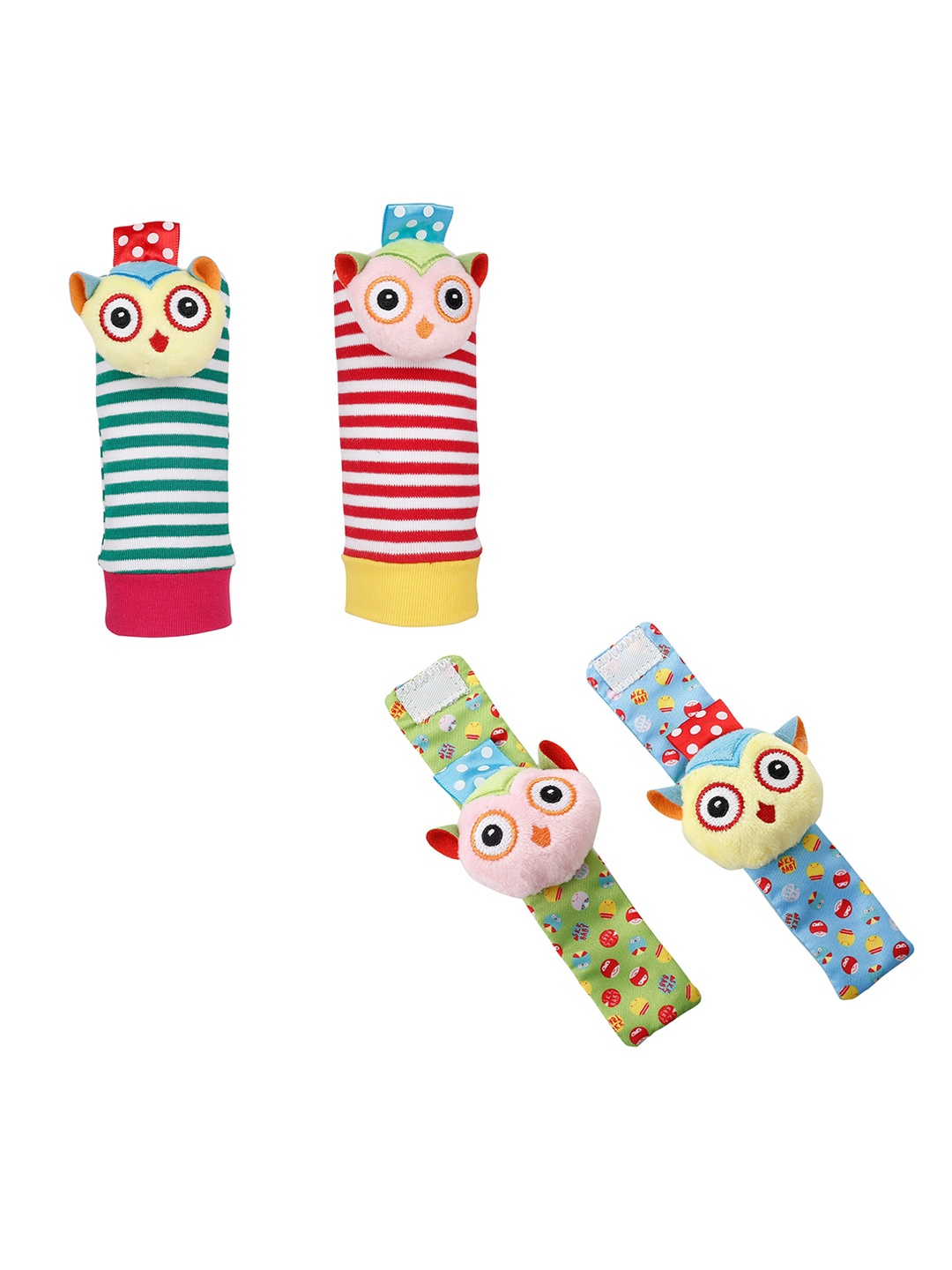 

Baby Moo Kids Set of 4 Patterned Socks with Wrist Rattle, Multi