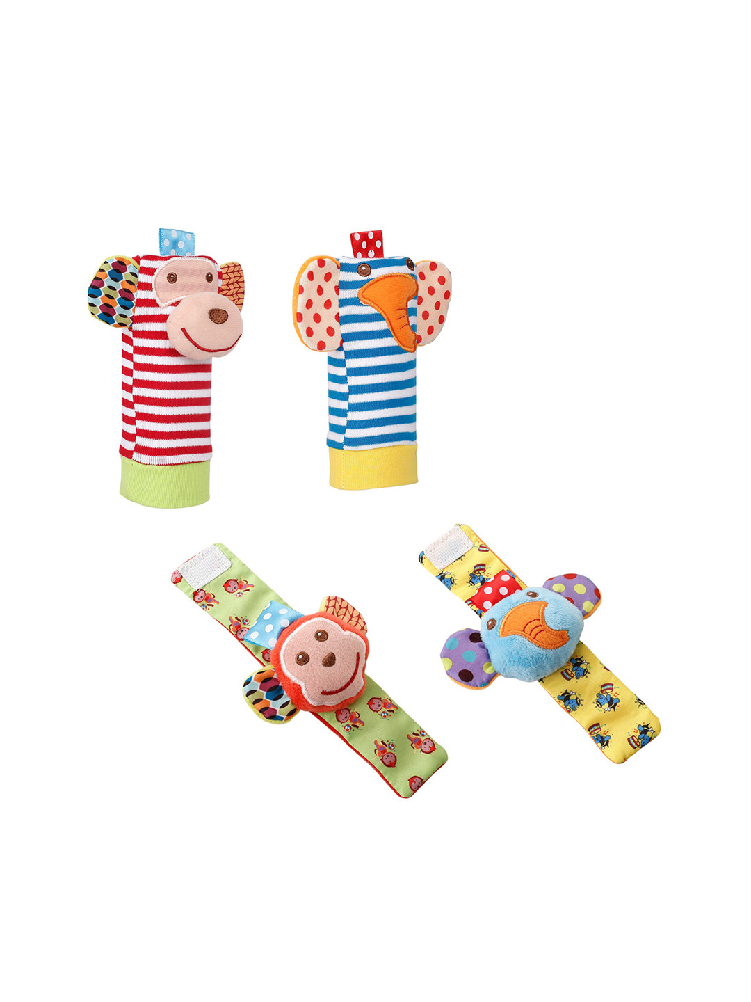 

Baby Moo Kids Multicoloured Ankle Length Socks with 2 Wrist Rattles, Multi